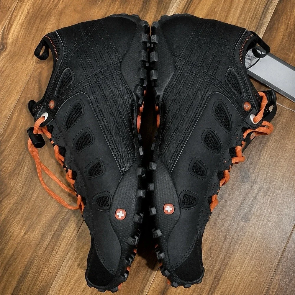 Wenger Swiss Mens Trail Running Shoes Black Orange FM8118 Size 11.5 NEW VC